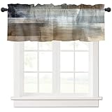 Brown Graffiti Art Valances for Windows Brown Gray White Oil Painting Art Abstract Rod Pocket Short