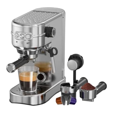 JZ.CAFE 20-Bar Espresso Machine & Coffee Machine – Compatible with N Espresso Capsule & Coffee Ground,Stainless Steel Milk Frother – 34 oz Espresso Cup - Latte Machine & Cappuccino Machine Cover