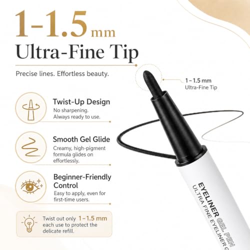 Delineador de gel ultra fino retráctil negro 3 unidades miniatura 3