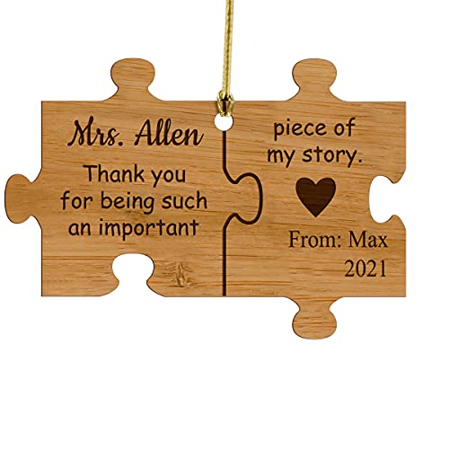 Customizable Thank You For Being A Piece Of My Story Rustic Bamboo Wood Ornament Cut In The Shape Of A Puzzle Piece - These Make Good Gifts For Teachers, Leaders, And Mentors #TOP1