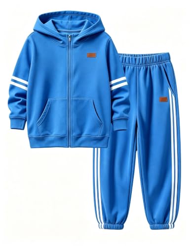 Image of Toddler Boy Clothes Long Sleeve Colorblock Hoodie Sweatsuits Tops and Pants 2Pcs Winter Outfits Boys Fall Clothes