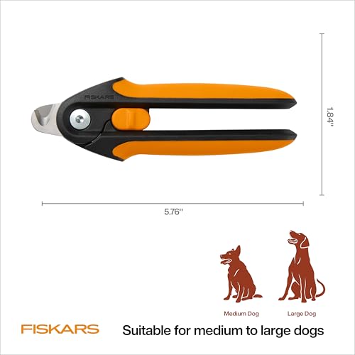 Image of Fiskars Pet Large Nail Clippers, Cat and Dog Trimmers for Grooming, 5.75 inch | Suitable for Medium to Large Dogs, Semi-Circular Blade for Clear View, SoftGrip Handle w / Safety Lock, Pet Supplies, Black