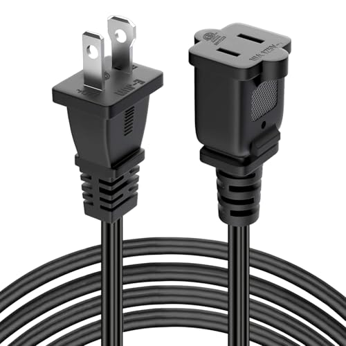 3Ft Extension Cord Cables US 2 Prong Extension Cords 2 Outlet 125v 10A Male to Female Extension Power Cable for Nema 1-15P to 1-15R Cable Polarity Black