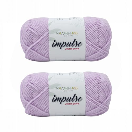 Image of WOAFashions Impulse Hand Knitting & Crochet Yarn, Premium Acrylic, 4 : Medium (Lilac) (2x100gms / 3.5oz / 200mtr / 218yds)