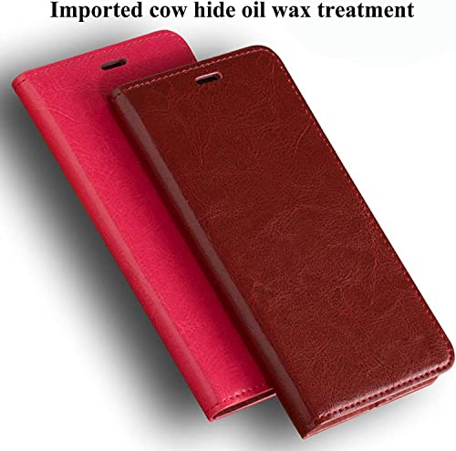 Funda de piel iPhone 14 cuero legítimo con cierre magnético marrón 5