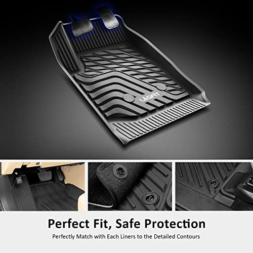 Image of LASFIT Floor Mats for Toyota Highlander 2020-2025 2026 8-seat (Not for Hybrid) All Weather TPE Custom fit Floor Liner for Highlander car mats, Front and Rear 2 Row Mats.