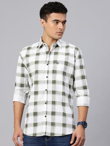 Image of Majestic Man Men Comfort Slim Fit Pure Cotton Tartan Checked Casual Shirt