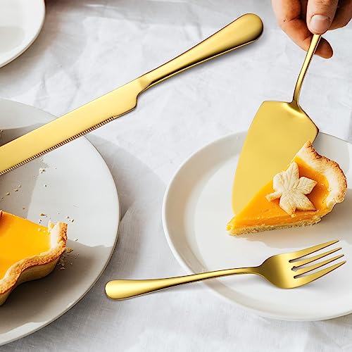 A · HOUSEWARE Gold Serving Utensils Set Stainless Steel Large Silverware 7 Piece Include Big Spoon Fork Cake Server Knife Pizza Spatula Pefect for Buffet Catering Flatware by A · HOUSEWARE - Image 8