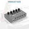 OFFCUP 4 Channel Audio Mixer, Mini 5V Ultra Compact Low-Noise Line Mixer, Metal Karaoke Sound Mixers with Separate Volume Adjustment for Guitar Bass Keyboards Stage Microphone Mixer (Grey) #1