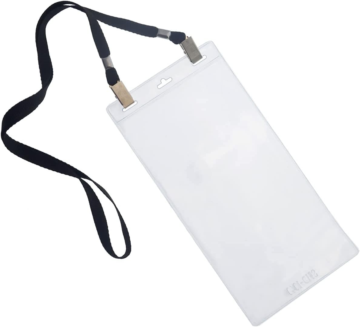 Bulk 25 Pack - 4 x 8 Inch Extra Large Ticket & Event Credential Badge Holders with Double Sided Lanyards with Two Bulldog Clips, by Specialist ID (Black)