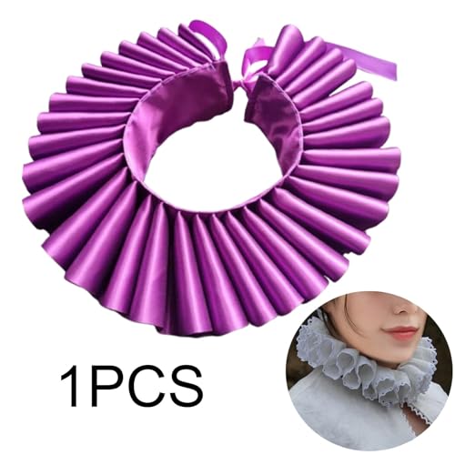 Fake Collar Detachable Ruffled Neck Collar for Photo Props Fancy Dress Costume Accessory- Purple4