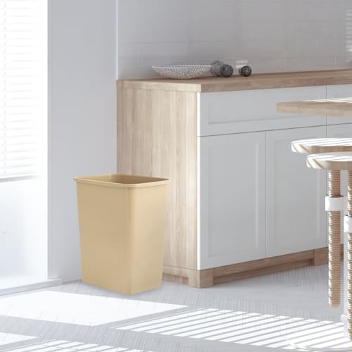 Image of Superio Kitchen Trash Can 9 Gallon Slim Waste Bin 37 Qt Durable Plastic, Fit Small Spaces, Office, Bathroom, Under Counter (2, Beige)