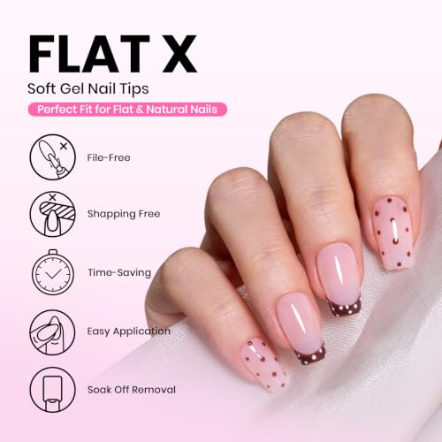 Image of Beetles Flat-X Soft Gel Nail Tips, Short Coffin, 640Pcs, 16 Sizes