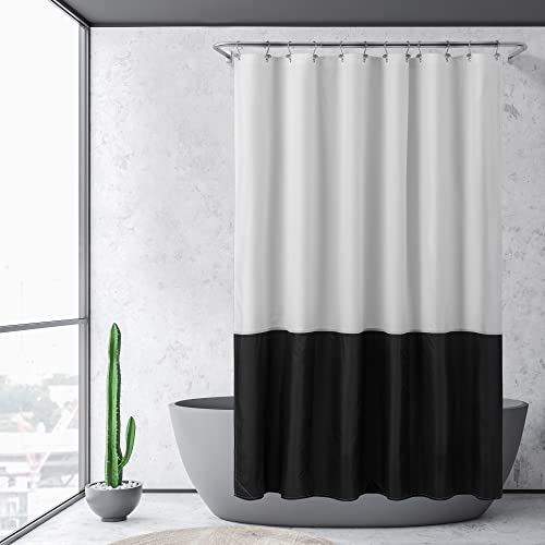 Image of ALYVIA SPRING Waterproof Fabric Shower Curtain or Liner Black /White, 72x72
