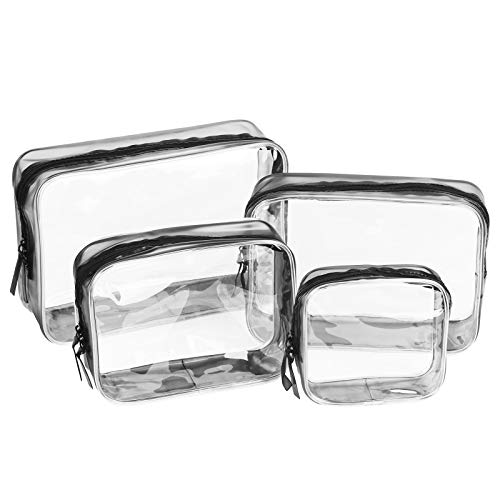 Preisvergleich Produktbild PATAZOK 4stk Durchsichtiger Kulturbeutel Flug Transparenter Kosmetiktasche Kosmetika im Handgepäck mitnehmen Waterproof Kulturtasche Kultur Beutel Waschtasche für Flüssigkeiten Reise Strand Koffer