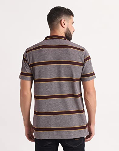 Image of INKKR Striped Men Polo Neck Half Sleeve T-Shirt