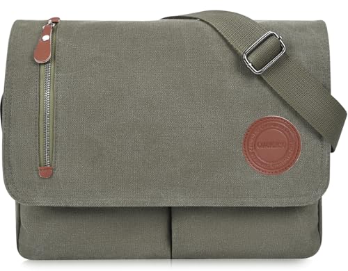 Vintage Canvas Satchel Messenger Bag for Men Women, Crossbody Bag Travel Shoulder Bag 13.5" Laptop Bag Bookbag Work3