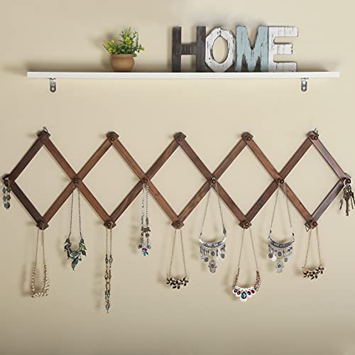 Skoloo Accordion Wall Hanger, Modern Expandable Coat Rack Wall Mounted, Solid Wooden Wall Hat Rack, 16 Peg, Walnut #TOP1