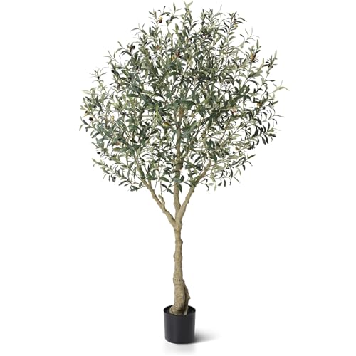 Olive Tree Artificial 5FT Faux Olive Tree Indoor Tall Artificial Indoor Plant Realistic Fake Plants Perfect for Home Office Living Room Corner Decor