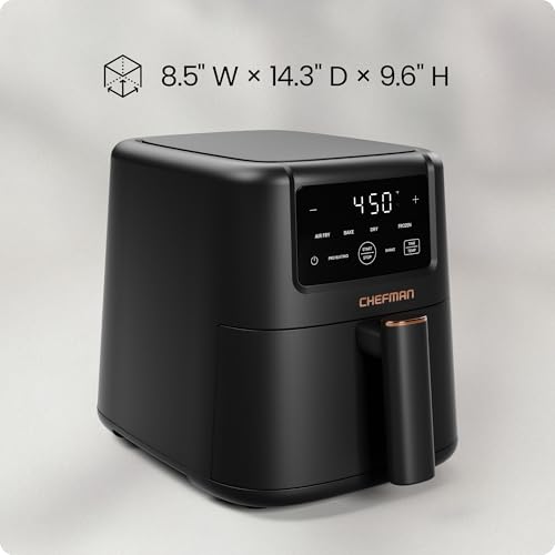 Chefman Compact Air Fryer 3.5 QT - Slim Design Fits Small Kitchens, 4-in-1 Air Fry, Bake, Dehydrate, Frozen, 450°F Max Temp, Narrow Footprint Saves Counter Space, Nonstick Ceramic, Dishwasher-Safe - image 8
