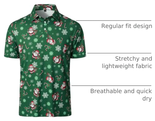 Camisetas polo divertidas para hombre de HOOD CREW, estampado navideño y de golf, manga corta miniatura 4