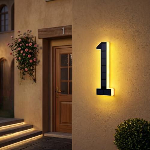 6.7 Inch Solar Lighted House Numbers For Outside - No Wiring, Light Up Solar House Numbers Exterior Ip44 Weatherproof, 2026 New Led Address Numbers For Home With Easy Installation