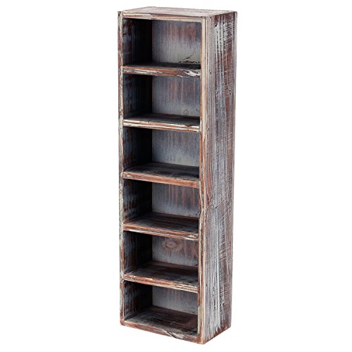 Mygift Wall Mounted Rustic Solid Torched Wood Sunglasses Holder Organizer Shelf, Freestanding Vertical Eyewear Retail Display Rack, Holds 6 Pairs #TOP3