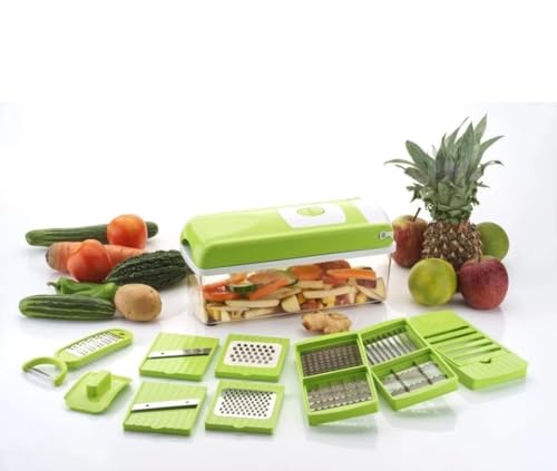 Image of 13 in 1 Vegetable Chopper for Kitchen, Chopper for Kitchen Use, Manual Onion Cutter, Vegetable Cutter, Veg Chopper, Multipurpose Food Chopper with Sharp Stainless Steel Blades