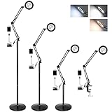 3-in-1 Magnifying Glass Floor Lamp with Clamp,Stepless Dimmable Light and Magnifier Glass with Flexibility Swing Arm,5X Magnifier Light for Reading Diamond Painting Craft Sewing Jewelry Making Repair