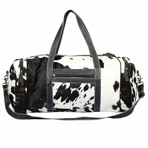 Cowhide Extra Large Duffel Bag Black White Cowhide Bag Travel Bag Sports Gym Bag Weekender Overnight Bag Premium Quality2