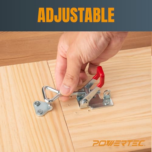 Image of POWERTEC 2PK Toggle Clamp, 400 lbs Holding Capacity, 4002 Adjustable Pull Action Latch for Smoker, Tool Box, Woodworking Jigs and Fixtures, Cabinet, Tool box, Door (20312)