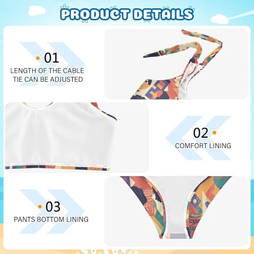 Beautiful African Woman Girls 2 Piece Kids Bikini Set Beach Swimsuit Swimwear Adjustable Shoulder Strap4