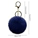 10 Pack Imitation Rabbit Fur Ball Keychains Pendant with Metal Keyring,WINCUR Cute and Stylish Furry Key Holders with Personalization,Women and Fashion Lovers(Navy Blue)