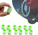 Tyre Valve Caps,Universal Fluorescent Car Tire Valve Caps,Tire Valve Stem Caps,Car Glow Tire Air Caps Cover,Glowing in Dark,for Truck, Car, Motorcycles (12 Pcs)