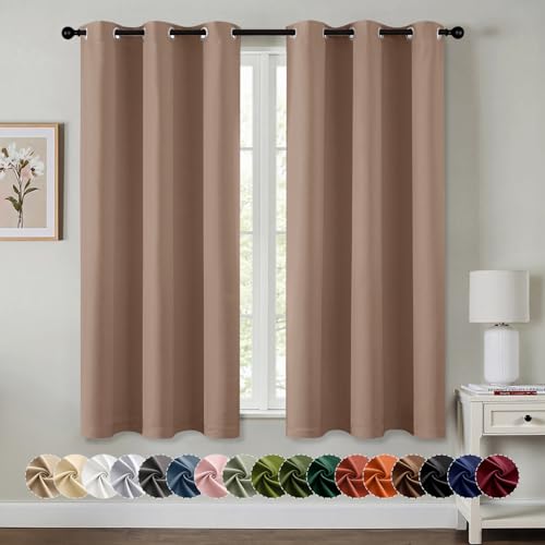 Image of MIULEE Blackout Curtains for Bedroom Living Room 2 Panels, Thermal Insulated Room Darkening Drapes Grommet Noise Reducing Light Blocking Window Treatments 63 Inches Long 40x63 Inch Cappuccino