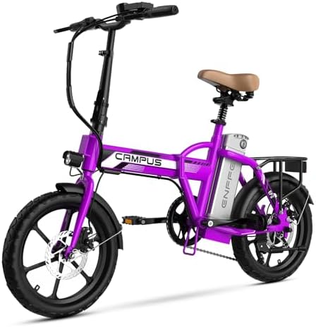 Campus 2.0 Electric Bike | Super Light Teen and Adult Folding Bikes - Weighs Only 49lbs | 40 Mile Range | 20MPH Top Speed - Class 1 and 2 Ebike | 7-Speed All Terrain Ebike UL 2849 Certified (purple)