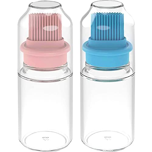 2 Piezas Botella de Aceite de Silicona con Cepillo, Cepillo para Botella de Aceite Silicona Suave, Botella de Aceite con Cepillo para Rociar, para Asar a la Parrilla, Asar Pescado, Asar Pollo, Azul Cover