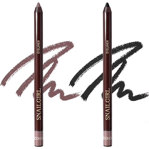 Image of Plum&Black 2PCS Gel Eyeliner Pencil, Waterproof Smudge-proof Long Lasting Plum Eye Liner, High-Pigmented Smooth Creamy Formula for Mature Women, Eyes Makeup Pen with Sharpener