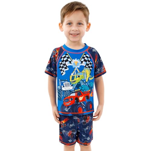 Blaze and The Monster Machines Swim Set | Two Piece Boys Swimsuit | Boys Swim Trunks and Rash Guard2