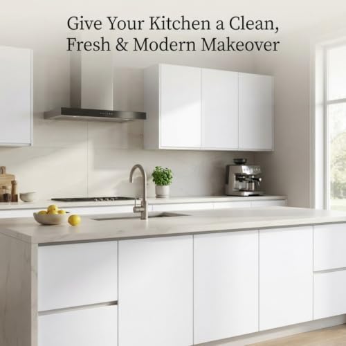Image of WALLMATE Vinyl White Contact Paper Decorative for Cabinets Countertops Kitchen Shelves Self Adhesive Film Peel and Stick Waterproof Removable Wallpaper (1 Feet 66 inch, Matt White Wallpaper)