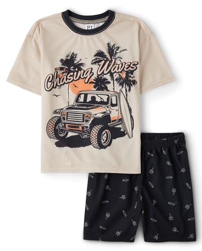 The Children's Place,Boys,Short Sleeve Top and Shorts,2 Piece Pajama Set,Wave Chaser,X-Large