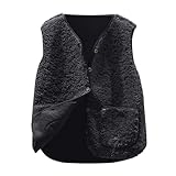 Design: teddy fleece weste damen herbst winter warm ärmellos westen casual bequem einfarbig revers plüsch weste kurz reißverschluss jacke lose jacke fleeceweste plüschweste outwear westen.
