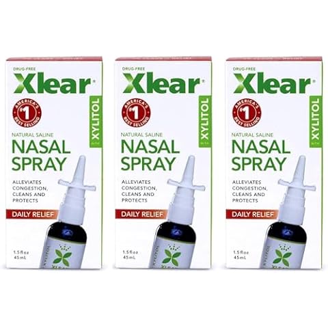 Xlear Nasal Spray, Natural Saline Nasal Spray with Xylitol, Nose Moisturizer for Kids and Adults, 1.5 fl oz (Pack of 3) Cover