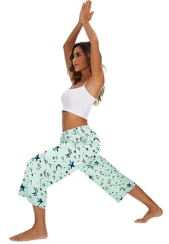 Image of Kabento 2 Pack Womens Pajama Pants Capri Sleep Lounge Pants Drawstring Pj Bottoms with Pockets