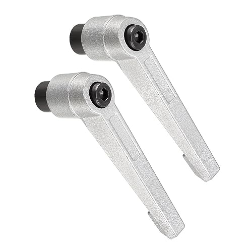 Image of Clamping Lever Handles, M10 Female Thread 93mm Lever, Adjustable Quick Release Locking Rotating Knobs Silver Tone - (Applications: for Lathe Machinery), 2-Pieces