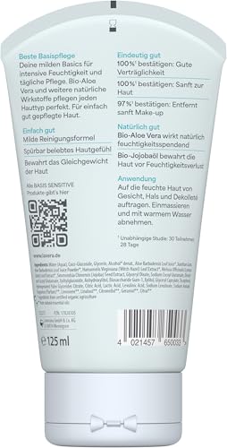lavera basis sensitiv Waschgel Bio Aloe Vera & Jojoba ∙ Belebt & erfrischt ∙ Vegan Bio Pflanzenwirkstoffe Naturkosmetik Natural & innovative Gesichtsreinigung ,125 ml (1er Pack)