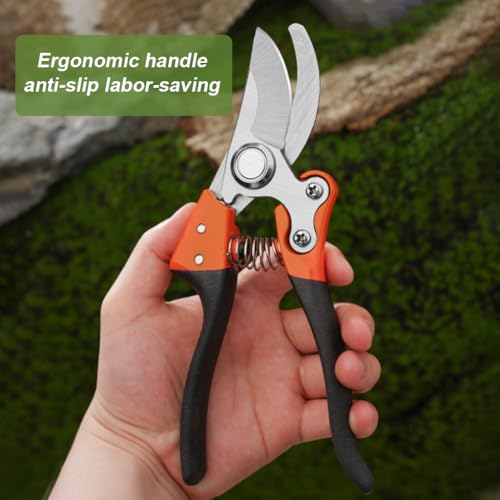 Image of HASTHIP Gardening Scissor, Pruner High Manganese Steel Gardening Shear with Safety Lock, Plant Cutter for Home Garden, Spring-Loaded Hand Pruner Cutter for Plants, Flowers, and Branches