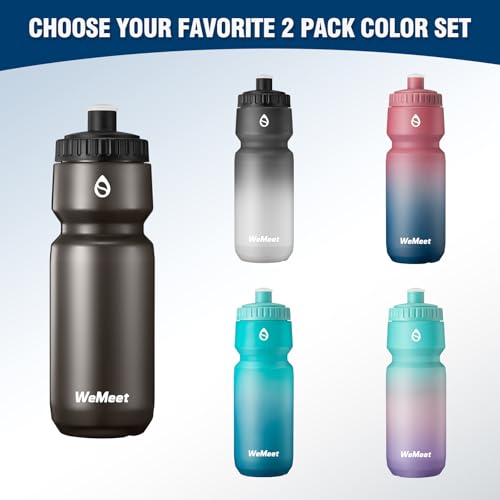 WEMEET Auslaufsichere Leichte Rennrad Wasserflasche 1000ml, Passt die Meisten Fahrradkäfige, Fahrradflasche mit Kapazitätsskala, für Radfahren, Fitness(Schwarz & Schwarz Weiß, 2er-Pack)