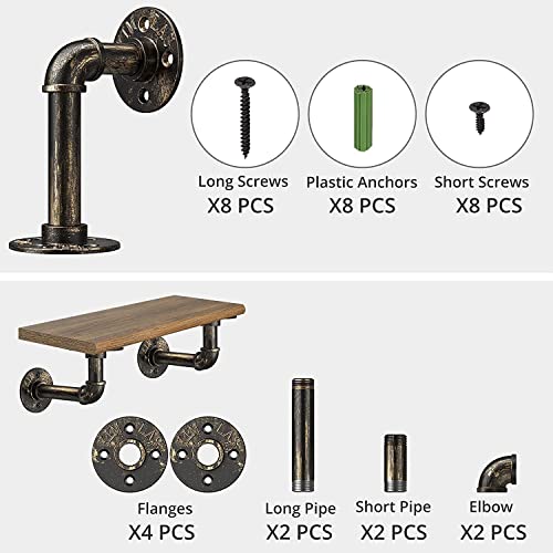Pipe Shelf Brackets, eSynic 2Pcs Pipe Shelf Brackets Tube Rack Industrial Pipe Brackets for Book Shelf Floating Shelves Scaffold Board (15 * 8cm) with a Mini Bubble Spirit Level steampunk buy now online