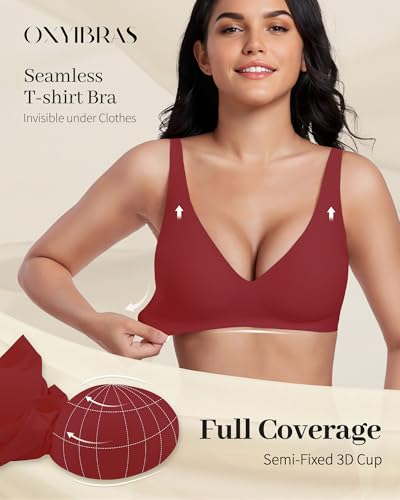 Image of Smooth V Jelly Bras for Women No Underwire Seamless Plunge Bralettes T Shirt Sleep Everyday Bra with Bra Extender